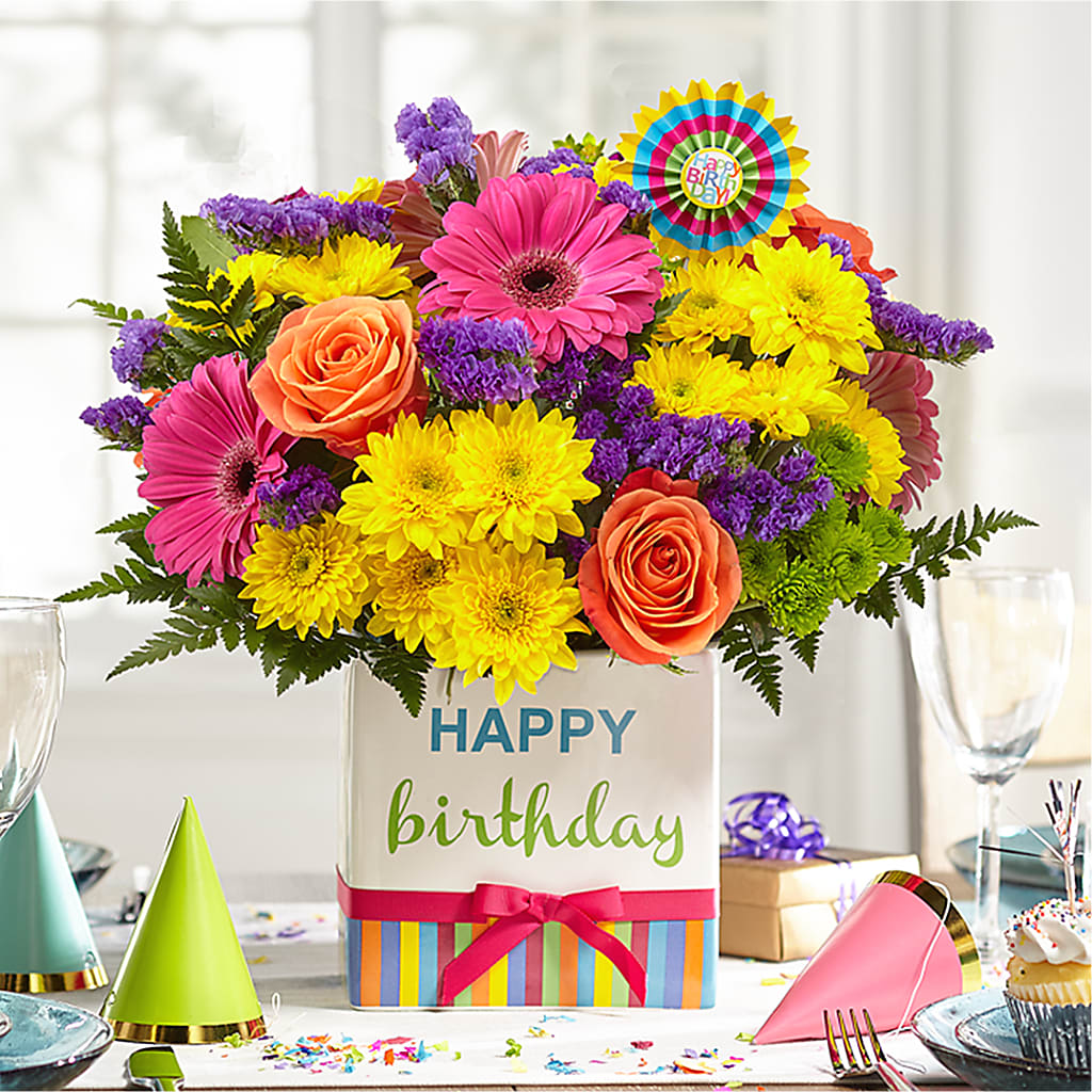 Birthday Brights Bouquet – FLEURISTE JARDIN D'ANJOU, Anjou PQ